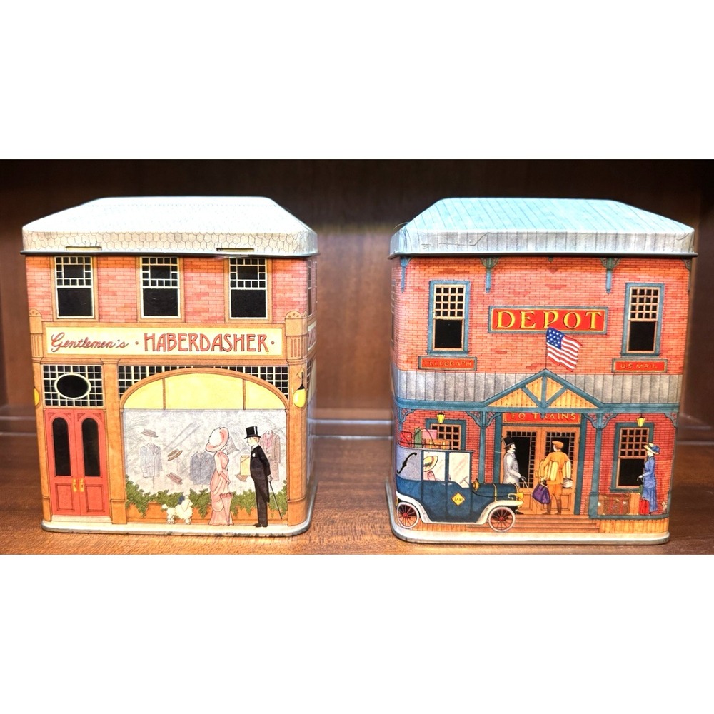 Vintage Tinsmith's Craft Building Tins Victorian Storefront‎ Depot Set